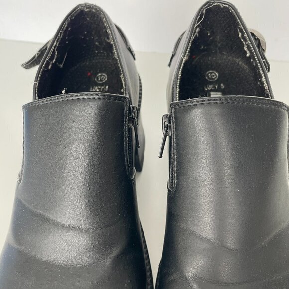VINTAGE Request Lucy Loafers High Heel Leather Block Heel Casual Black 10 - Picture 9 of 10